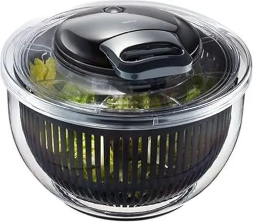 Produktbild: GEFU Salatschleuder PULLIT – Ø 24 cm Schleuder mit Seilzugantrieb & Stopp-Button | Schonendes Trocknen bei hoher Drehzahl | 4,5 l Volumen | rutschfest