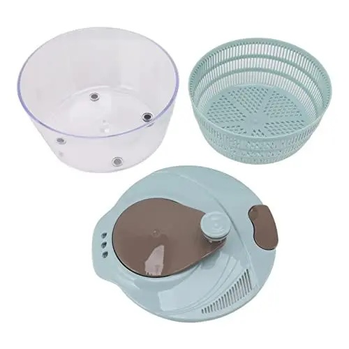 Produktbild: Lybunair Quick Mix Salatschleuder – Easy-Spin-Design mit integriertem Sieb und Ausgießer für mühelose Zubereitung – waschbar und drehbar (Blue)