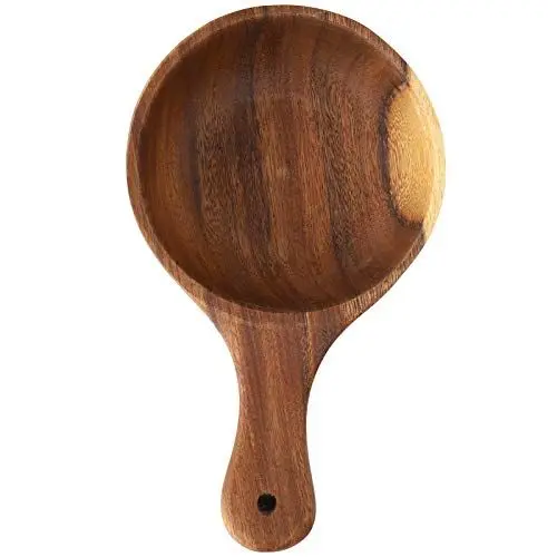 Produktbild: Salatschüssel aus Holz, Holzschüssel für Obstsalate mit Griff, leicht zu reinigende große Salatschüsseln, Servierschüsseln für Obst, Popcorn, Chips, Nudeln, mikrowellen- und