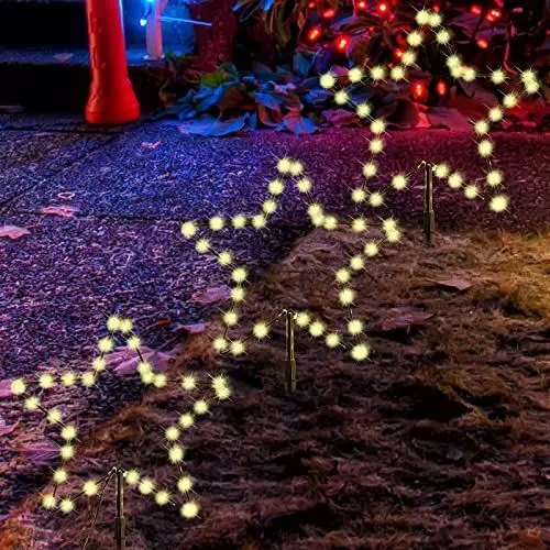 Produktbild: SALCAR 2m Weihnachtsbeleuchtung Außen, 3er Pack LED Stern Weihnachtsdeko Garten, Außenbeleuchtung Stableuchte mit Erdspieß, Schwarze Sterne, Warmweiß