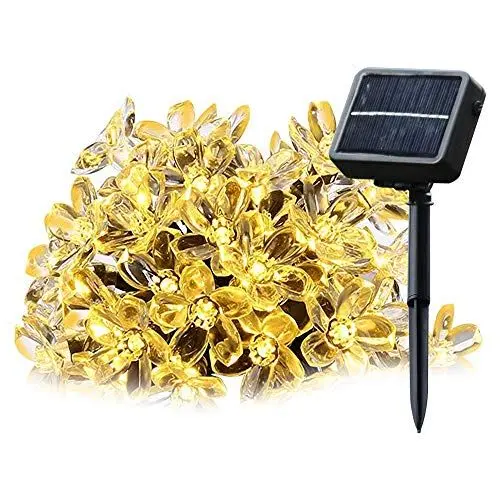 Produktbild: SALCAR 5 Meter Solar LED Lichterkette 20 Kirschblüten Deko Beleuchtung für Garten, Party, Festen, 2 Leuchtmodi Warmweiß