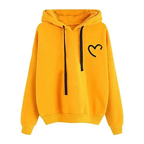 Produktbild: Sale Angebote Angebote Damen Hoddies Damen Teenager Gelber Kapuzenpullover Damen Sweatshirt Arm Damen Sweet Pullover Damen Pullover Frauen Oversized Blusen Damen Langarm Liefertermin Bestellung