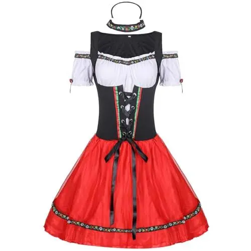 Produktbild: Sale Angebote Blitzangebote Dirndl Oktoberfest Damen Dirndlbluse Spitze Weiss Damen Trachten Dirndl Trachtenkleid Schlicht Dirndl Dressforfun Elegantes Dirndl Damen Sonderangebote Schnäppchen