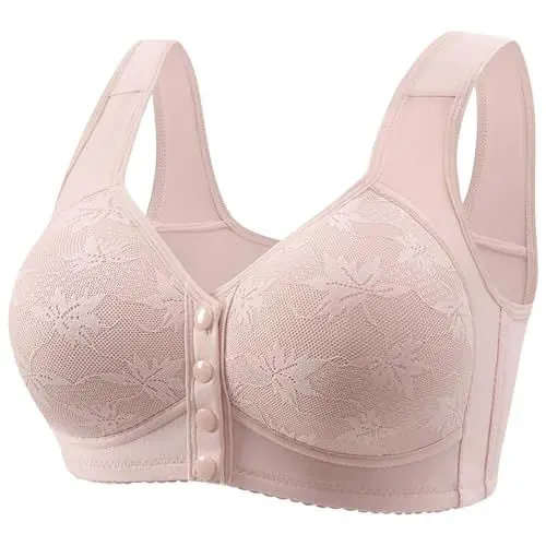 Produktbild: Sale Angebote Bra Damen Bequemer Baumwoll Bh Für Senioren 2024 Neuer Bequemer Bh Damen Große Größe Vorne Offen Schnalle Nicht-Stahl-Ring Versammelt, Um Seite Brüste Schön Z Push Up Bh Einlagen Sale