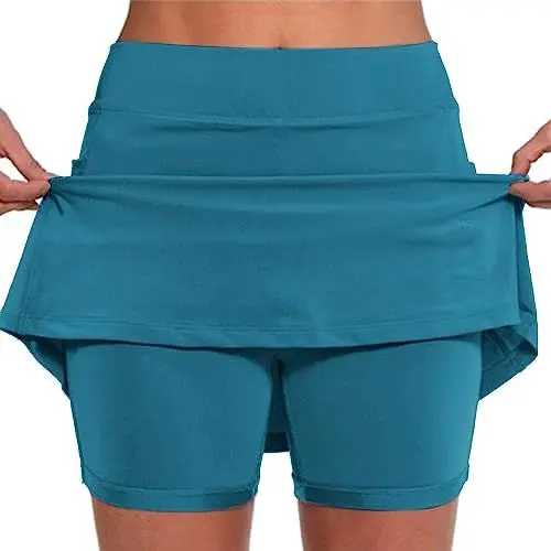 Produktbild: Angebote Damen Tennisröcke Hohe Taille Tennis Skort, golfrock Damen mit Hose Tennisrock Damen mit Hose bunt Skater Hose Kurze Jeans sportrock mädchen Rock Damen Sommer mit Hose