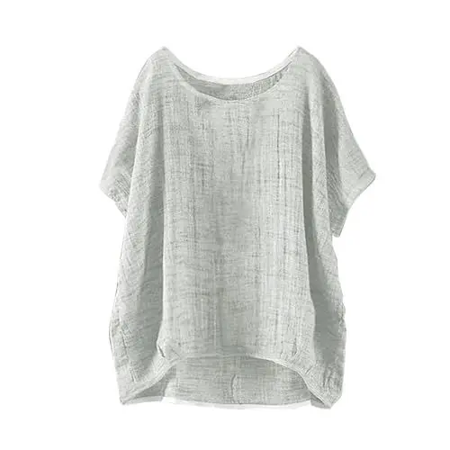 Produktbild: Sale Angebote Tshirts Damen Tshirt Damen Summer Short Sleeve Solid Casual Loose Linen Top Yoga Shirt Damen Locker Sommer Große Größen Shirt Summer Quadratischer Ausschnitt Boho Kleidung Damen Sale
