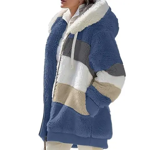 Produktbild: Sale Angebote Unter 10 Euro Fleecejacke Damen Mit Kapuze Teddyfleece Jacke Oversize Warm Sherpa Kapuzenjacke Winter Fleece Teddyjacke Reißverschluss Hoodie Mantel Plüschjacke Black-Friday-Angebote