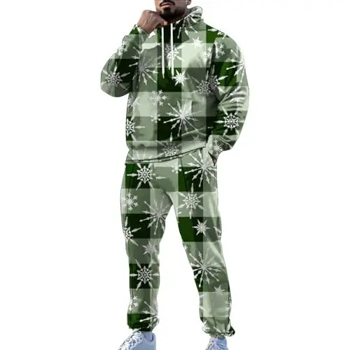 Produktbild: Herren Anzughose Schwarz, Jogging Anzug, Weihnachtsanzug Mit LED, Fleece Sweatshirt, Karneval Anzug, Weihnachtspullover Männer, Jogginghose Sale