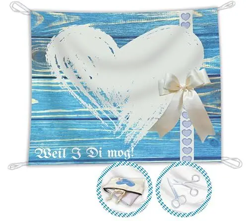 Produktbild: Salilena® Hochzeitsherz zum Ausschneiden (200x180cm) inkl. 2 Scheren und wiederverwendbarem Zip Beutel aus Baumwolle - Hochzeitsherz zum Ausschneiden Bayrisch - Standesamt Überraschung
