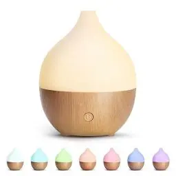 Produktbild: SALKING Aroma Diffuser, 100ml Kleiner Ultraschall Aromatherapie Diffusor für ätherische Öle, mit automatischer Abschaltfunktion, Warmweiß Licht Weiß Holzmaserung Diffusor für Zuhause Büro Oder Yoga