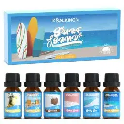 Produktbild: SALKING Sommer Ätherische Öle Set, Aromatherapie Brandung&Sand Duftöl GeschenkSet,Duftöle für Diffuser Luftbefeuchter,6x10 ml(Meeresbrise, Salziges Meer, Rosa Sand, Kokosnuss, Inselleben, Pina Colada)