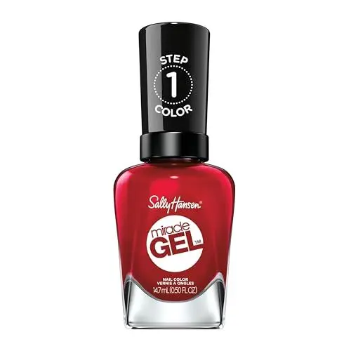 Produktbild: Sally Hansen Miracle Gel Nagellack ohne künstliches UV-Licht Rhapsody Red, Dunkelrot, mit intensiv glänzendem Gel-Finish, Nr. 680, (1 x 14,7 ml)