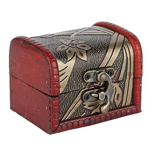 Produktbild: Salmue Schmuckkästchen Geschenkbox aus Holz Handgefertigte Mini-Aufbewahrungsbox Geschenkbox Schmuck aus Holz Retro Schatztruhe, Holz, Carnelian