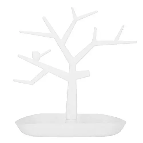 Produktbild: Salmue Schmuckbaum aus Metall in 3 Farben, Schmuck, Ohrringe, Armband, Ringe, Verkaufsständer für Halsketten, Organizer, hängend, für mehrere Schmuckstücke und schönes Aussehen (weiß)