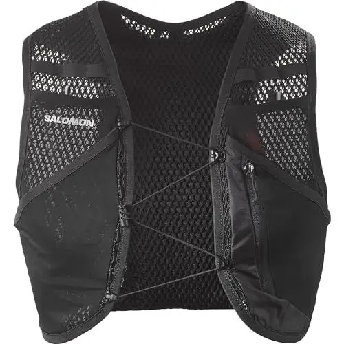 Produktbild: Salomon Active Skin 4 No Flasks Unisex-Hydrationsweste Trail running Wandern MTB, Kompatibel mit weichen Trinkflaschen (nicht enthalten), Einfache Flüssigkeitszufuhr, Präzise Passform, Schwarz, S