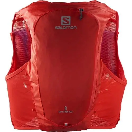 Produktbild: Salomon Adv Hydra Vest 8 Unisex Hydrationsweste Trail running Wandern MTB, Komfort und Stabilität, Schneller Zugriff auf Flüssigkeitszufuhr, Einfaches Design, Rot, S