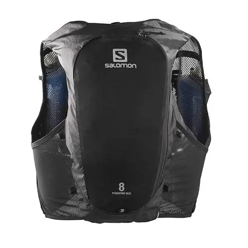 Produktbild: Salomon Adv Hydra Vest 8 unisex Hydrationsweste Trail running Wandern MTB, Komfort und Stabilität, Schneller Zugriff auf Flüssigkeitszufuhr, Einfaches Design, Schwarz, M