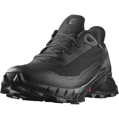 Produktbild: Salomon Alphacross 5 Gore-Tex Damen Wasserdichte Trailrunningschuhe, Starker Grip, Wasser- und Wetterschutz, Anhaltender Komfort, Black, 42