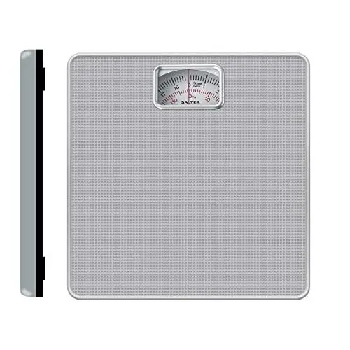 Produktbild: Salter Personenwaage Analog, Körperwaage Mechanisch bis 120kg, Personenwaage Batteriefrei & Rutschfest, Traditionelle Badezimmerwaage mit Drehrad, Präzise Gewichtsmessung in kg/st/lbs, Grau