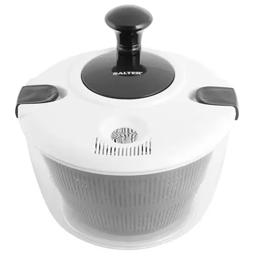 Produktbild: SALTER BW12003EU7 Salatspinner – 3,5 Liter, Waschen, Servieren, vorbereiten, Trockner, einfache Bedienung, rutschfeste Basis, gesundes Essen/frischer Salat, Küchen-Spinner, Plastic, Black