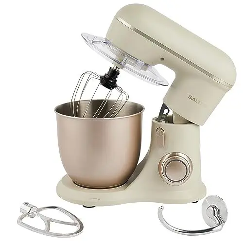 Produktbild: Salter EK5511SBOVDE Elektrische Standmixer - Rührer mit 4 Liter Rührschüssel, 10 Geschwindigkeitseinstellungen mit Pulse-Funktion, Abnehmbar Spritzschutz, Rührbesen, Teigknete- und Rühraufsatz, 1300W