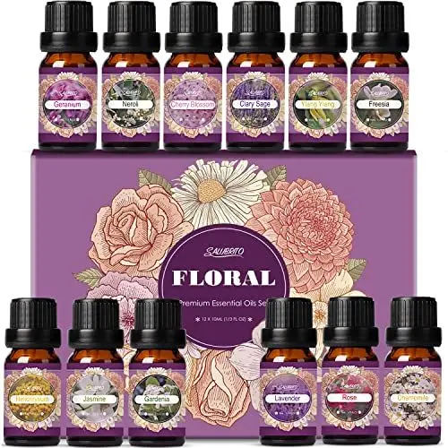 Produktbild: SALUBRITO Blumen Ätherische Öle Set, Blume Duftöl für Diffusor und Kerzenherstellung - Jasmin, Gardenie, Rose, Lavendel, Geranie, Kirschblüte, Freesie und mehr