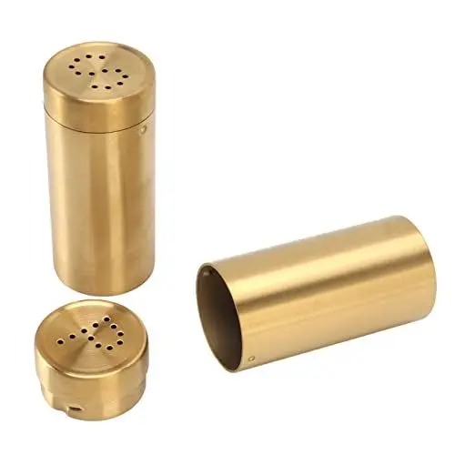 Produktbild: Salzstreuer, 2 Stück, Gold, Gewürzglas, Edelstahl, Rostfrei, mit Schraubverschluss, Oben Offen, Gewürzstreuer, Flasche für Salz, Zucker, Pfeffer, Paprika, Edelstahl, Gold, Salz-