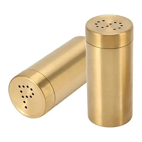 Produktbild: Salzstreuer, Gold, Salz- und Pfefferstreuer, Edelstahl, 2 Stück, Goldenes Gewürzglas, Edelstahl, Rostfrei, Schraubverschluss, Oben Offen, Gewürzstreuer, Flasche für Salz, Zucker,