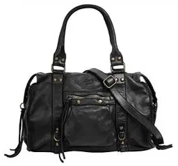Produktbild: Samantha Look Shopper Echt Leder Damen | Made in Italy, Vintage Schultertasche, Umhängetasche mit Reißverschluss, große Henkeltasche schwarz | 021061