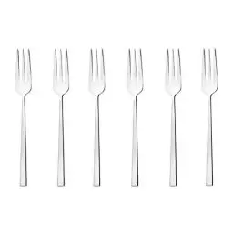 Produktbild: Sambonet 52562A55 Gabeln, Dessertgabel-Set, Kuchengabeln, Kuchengabel Set aus Edelstahl 18/10, 6-Teilig, Spülmaschinenfest, Silber / Schwarz