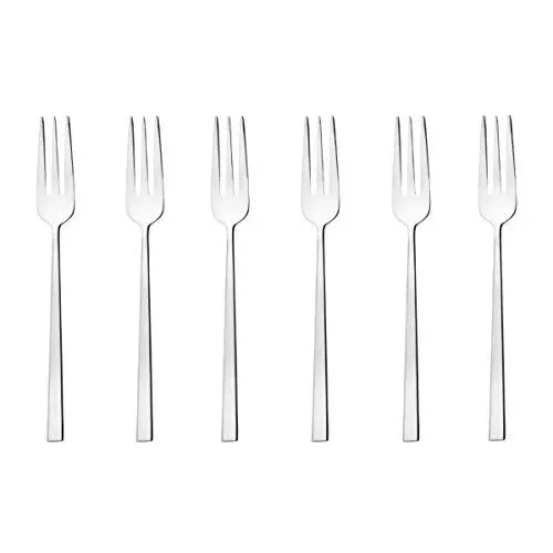 Produktbild: Sambonet 52562A55 Gabeln, Dessertgabel-Set, Kuchengabeln, Kuchengabel Set aus Edelstahl 18/10, 6-Teilig, Spülmaschinenfest, Silber / Schwarz