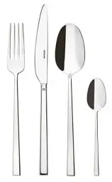 Produktbild: Sambonet Rock 52562-81 - Edelstahlgeschirrset, für 6 Personen, 24-teilig: 6 Gabeln, 6 Löffel, 6 Messer, 6 Teelöffel, Spülmaschinenfest, Silber / Schwarz