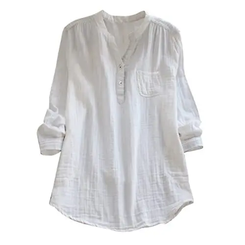 Produktbild: GFPGNDFHG elencoco Damenmode weiße Longbluse Damen Oberteil mit Kette Umstandsmode Oberteil Sommer Weihnachten Dekoration Damen Bluse Damen elegant Oberteile floryday anine Bing