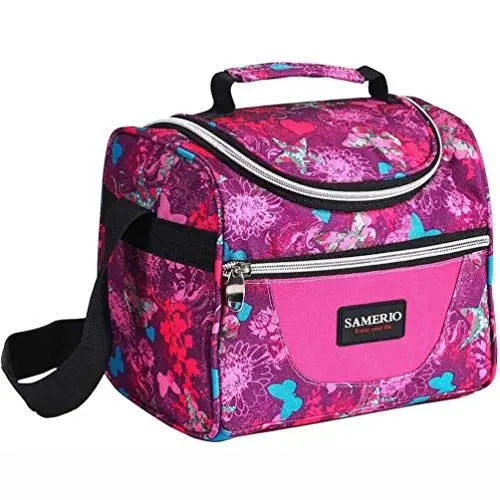 Produktbild: SAMERIO Kühltasche Klein Isoliert für Kinder Lunchtasche Lunchbox Tasche für Jungen Mädchen Student Tragbar Faltbar Lunchbag für Arbeit Reisen Büro Picknick (Schmetterling)