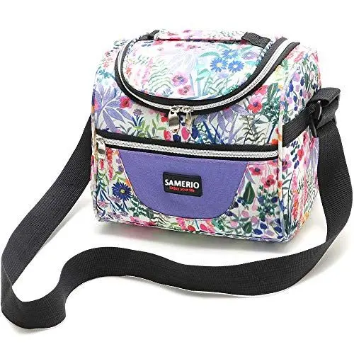 Produktbild: SAMERIO Kühltasche Klein Isoliert für Kinder Lunchtasche Lunchbox Tasche für Jungen Mädchen Student Tragbar Faltbar Lunchbag für Arbeit Reisen Büro Picknick (Gras)