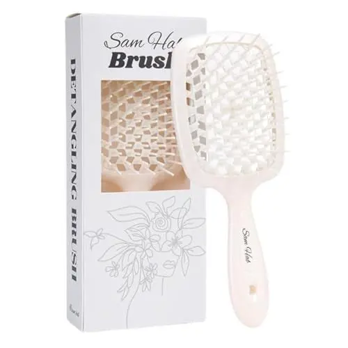 Produktbild: SamHab Haarbruste (Beige) Entwirrungsbürste, Bürste zum Entwirren, Detangling hair brush for curly hair and normal hair, Haarbürste für nasses und trocknes Haar