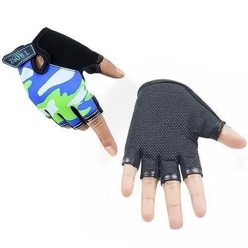 Produktbild: SamHeng Fingerlose Fahrradhandschuhe für Jungen und Mädchen Training Fahrrad-Fahrrad Fäustlinge atmungsaktive rutschfeste Kinder Sport Gymnastik Handschuhe zum Laufen Reiten, Grün