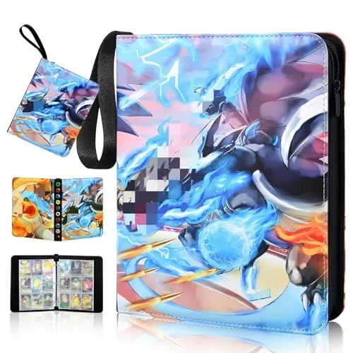 Produktbild: Sammelalbum Karten Groß,900 Karten Sammelkarten Album mit 9 Taschen 50 Seiten, Sammelmappe Karten Ordner Heft Groß Kapazität, Tragbar Wasserdicht PU Karten Halter, Geschenk für Kinder