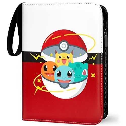 Produktbild: Sammelalbum für Pokemon Karten,400 Karten Sammelkarten Album 4 Taschen 50 Seiten Sammelmappe karten Ordner Heft,Hochwertiges Wasserdicht PU Leder Card Collection Sammelheft (B400)
