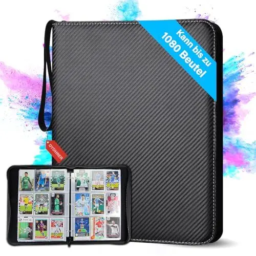 Produktbild: Sammelkarten Album,1080 Pockets Sammelalbum Karten,Wasserdicht & Transparent Karten Sammelalbum,9 Taschen 60 Seiten Sammelalbum,Sammelkarten Ordner für Jungen Und Mädchen Sammelkarten-album,Schwarz