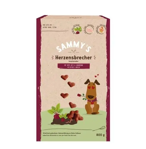Produktbild: Sammy´s Herzensbrecher | Fein gebackene Snacks für Hunde | Mit Rote Bete & Löwenzahn | 1 x 800 g
