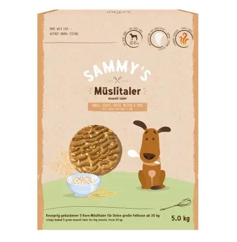 Produktbild: Sammy´s Müslitaler | Knusprig gebackene Hundesnacks |5-Korn-Müslitaler für Deine große Fellnase (ab 30 kg) | 5 kg