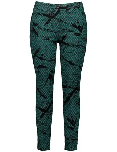Produktbild: Samoon Damen Jacquard-Hose mit Flockprint Betty Gemustert 7/8 Länge Black Gemustert 56