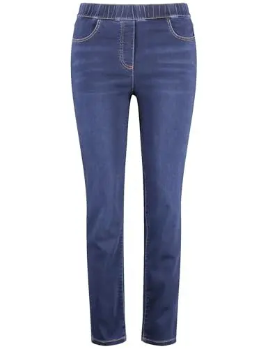 Produktbild: Samoon Damen Jeggings aus Stretch-Denim Lucy unifarben, Washed-Out-Effekt reguläre Länge Blue Denim 44