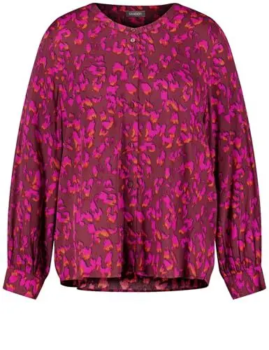 Produktbild: Samoon Damen Langarmbluse mit Allover-Print Langarm, Manschetten Gemustert Bordeaux Gemustert 42