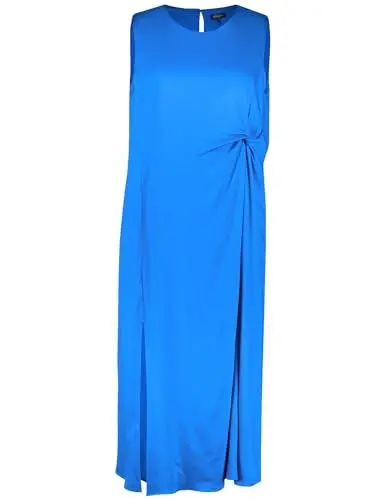 Produktbild: Samoon Damen Langes Kleid mit seitlicher Raffung ärmellos unifarben lang, wadenlang Digital Blue 52