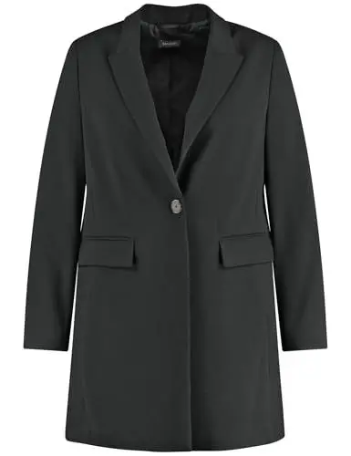 Produktbild: Samoon Damen Stilvoller Longblazer Langarm, Armschlitze unifarben Black 54