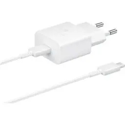 Produktbild: Samsung 15 Watt USB Type-C Schnellladeadapter, Ladegerät mit Datenkabel, Weiß