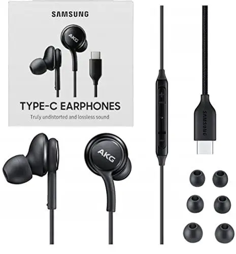 Produktbild: Samsung Type-C Earphones EO-IC100, Sound by AKG, Zwei-Wege Lautsprecher, Gewebekabel, USB Type-C Anschluss, angenehme Passform, black