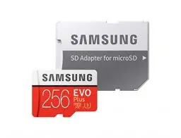 Produktbild: Samsung EVO Plus 256 GB microSDXC UHS-I U3 100 MB/s Full HD & 4K UHD Memory Card with Adapter (MB-MC256GA) - Red/White